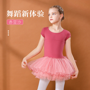 舞蹈服儿童女演出秋季练功女童芭蕾舞裙表演短袖跳舞形体服装