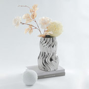 轻奢风银色花瓶创意陶瓷，摆件客厅茶几简约插花玄关餐厅装饰花器