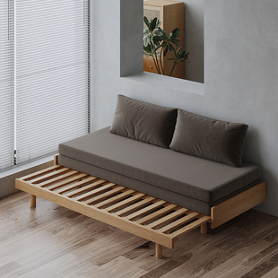 实木抽拉沙发床小户型推拉多功能，两用沙发床单人，榻榻米折叠伸缩床