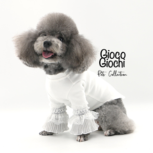 GiocoGiochi宠物春秋薄款纯棉蕾丝长袖套头打底衫长腿泰迪T恤上衣