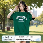 MLB绿色短款卫衣短袖女装24夏季运动上衣休闲套头衫3ARSV0143