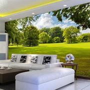 3d电视背景墙壁纸绿色森林，草原风景壁画5d客厅，卧室沙发影视墙墙纸
