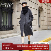 卡米兰法式廓形圆领双面羊毛，大衣女2023秋季中长款大衣外套