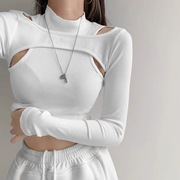 barechestlong-sleevedsweater镂空长袖针织卫衣女装欧美上衣