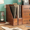 办公室桌面收纳盒书桌工位木质，zakka整理架，a4a5复古柜文件置物架