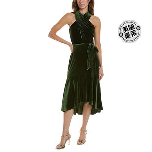 taylor天鹅绒连衣裙-绿色，美国奥莱直发