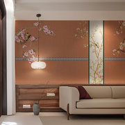 新中式轻奢花鸟墙纸星级酒店民宿壁纸床头背景墙定制壁画古典墙布