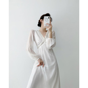 甜美茶歇法式白色仙女连衣裙春装女时尚高级感气质女神范长裙
