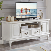 美式实木电视柜白色简约欧式影视柜客厅地柜储物收纳大小户型家具