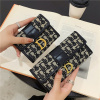 小众设计帆布小钱包女短款韩版搭扣字母，印花折叠多卡位长款手拿包