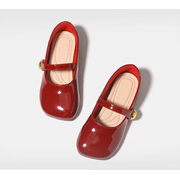 女童皮鞋2023红色公主鞋，秋季宝宝小女孩平底单鞋儿童软底童鞋
