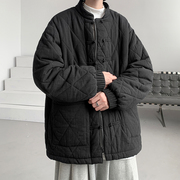 新中式国风棉服男冬季加厚羽绒，棉衣设计感小众菱形格盘扣外套棉袄