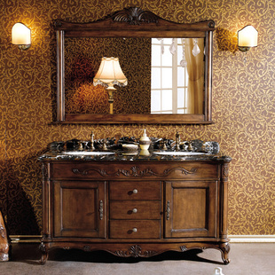 欧式浴室柜组合卫浴实木洗手脸盆，柜橡木美式落地卫生间洗漱台盆柜