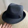 黑色男式草帽子时尚潮帽小沿卷边礼帽通用爵士帽男防晒遮阳太阳帽