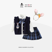 sesameclub女童春装套装，2024朱迪警官jk学院儿童，兔子衣服裙子