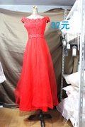 二手婚纱礼服红色，蕾丝韩版晚礼服显瘦简约敬酒服