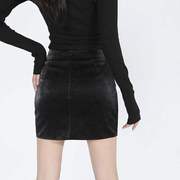 欧美黑色包臀裙小皮裙，女高腰设计感小众，pu皮裙半身裙