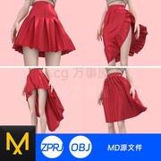 4套Clo3D模型打版MD服装上衣夏季百褶裙长裙短裙子女连衣裙135