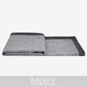 现代简约灰蓝机理皮革包边搭毯样板间别墅床尾毯休闲毯披毯布瑞格