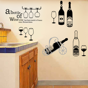 欧式创意个性酒瓶墙贴画，餐厅墙壁贴纸厨房房间，装饰品墙纸贴画自粘
