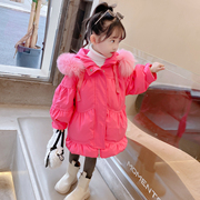 女童羽绒服韩版2022洋气中长款90白鸭绒儿童加厚宝宝外套冬装