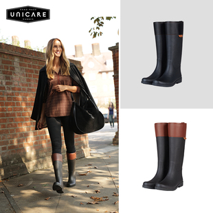 unicare雨鞋女时尚，款外穿欧美高筒雨靴，防水防滑街边户外潮牌