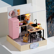 手工迷你小屋DIY自制房间客厅厨房卧室书房场景模型创意生日礼物