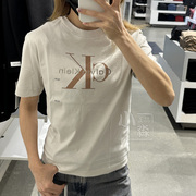 CK Calvin Klein2024女士夏季棉质简约百搭字母印花圆领短袖T恤