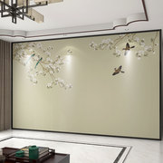 壁纸定制3d立体中式花鸟电视，背景墙壁布卧室墙纸，客厅装饰影视壁画