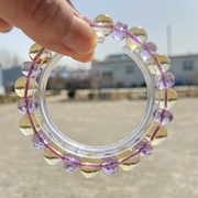 巴西黄水晶紫水晶手串 单圈天然水晶支持复检 百搭水晶手链