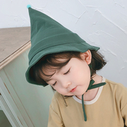 宝宝盆帽薄款春季儿童巫师帽奶嘴女童可爱帽子渔夫帽棉麻遮阳帽子
