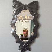 欧式卫生间复古金卫浴镜，化妆玄关蝴蝶结浴室镜装饰镜子壁挂工艺品