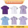 校服套装小学生英伦班服园服夏季短袖t恤浅紫色深紫色polo衫