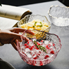 日式透明水果沙拉碗网红金边玻璃水果盘子，北欧创意大号甜品早餐碗