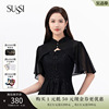 SUSSI/古色23秋商场黑色立领荷叶袖披肩外套