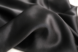 意大利进口黑色垂顺柔软人皱缎面肌理天丝棉面料设计师服装布料