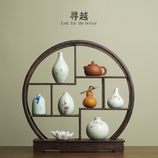 新中式陶瓷花瓶玄关桌现代简约客厅餐边柜子轻奢高档软装饰品摆件