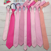 领带女衬衫手打纯色，可爱学院风免打懒人粉红色，浅粉亮粉裸粉色桃粉