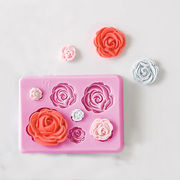 大中小7连玫瑰花硅胶模巧克力，模具蛋糕装饰翻糖蛋糕模烘焙工具