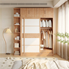 北欧风格衣柜推拉门家用卧室简约现代组装实木原木两门移门收纳柜