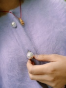 冬季加厚保暖真长貂绒毛衣外套，开衫大珍珠扣香芋淡紫色中长款温柔