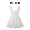 msxidu原创设计月光，迷你裙超仙超乖蓬蓬连衣裙，半透明荷叶边大摆
