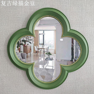 美式复古浴室镜中式四叶草壁挂墙式装饰艺术镜，卫生间洗手台盆镜子