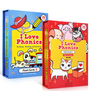 英语启蒙认知卡片I Love phonics flash cards L1-2盒大开本字单词卡自然拼读法幼儿园英语学习我爱英文拼音宝宝字母起步家庭亲子