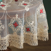 圆桌布布艺圆形家用北欧网红刺绣小圆形刺绣台布圆桌子布蕾丝简约