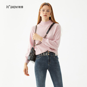 NOWSHOW朗香秋冬设计感淡粉色羊毛衫224018