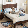 美式儿童床实木水性漆实木床，白色床1.5米女孩男孩1.35米单人床