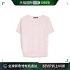 99新未使用香港直邮maxmara精致提花粉色圆领短袖羊毛毛衣