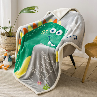儿童羊羔绒毛毯双层加厚午睡沙发，毯子幼儿园小学生法兰珊瑚绒盖毯