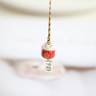 民族风红色陶瓷招财猫包挂学生，宿舍钥匙挂饰可爱情侣，小礼物饰品49
